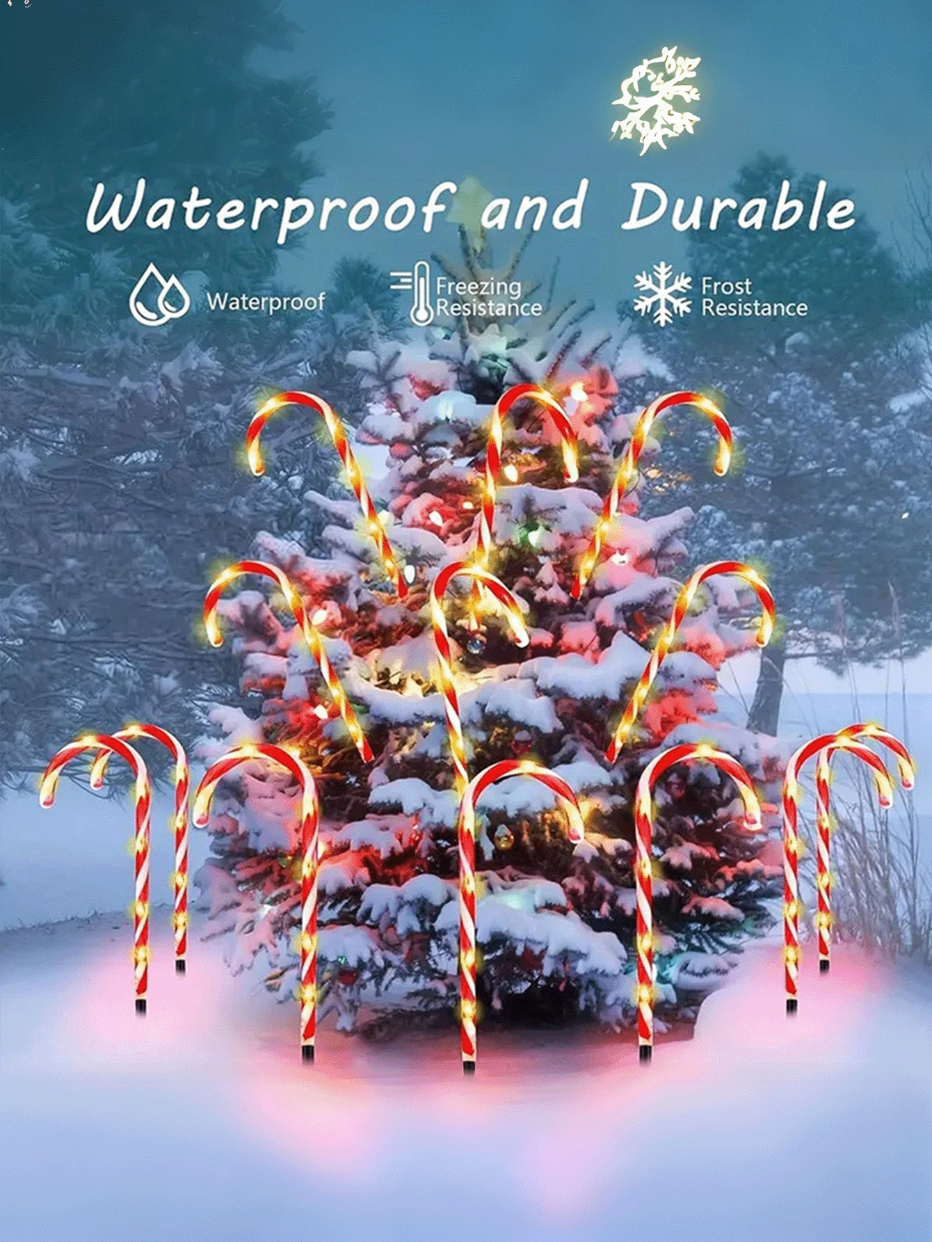 1/5/Pcs Solar Candy Cane Lights, LED Christmas Pathway Markers