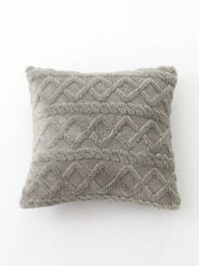1 件提花几何毛绒靠垫套/腰枕套 - 灰色 - 查看 7