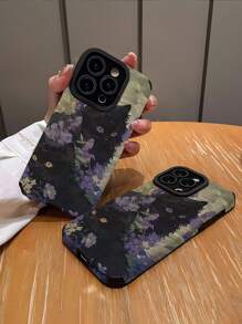 1pc PU Leather Material Garden Black Cats Pattern Anti-Drop Phone Case, Fits /