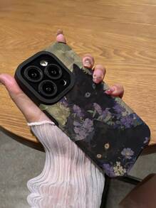 1pc PU Leather Material Garden Black Cats Pattern Anti-Drop Phone Case, Fits /