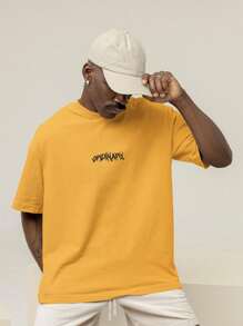Men's Oversized T-Shirt 100% Premium Cotton Skeleton Streetwear Shirt - 橘色 - 查看 2