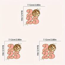 1/2/3 miếng dán phim sắt trang trí tiệc đêm giao thừa năm 2025, nhựa trắng, có thể giặt và ép nóng, thích hợp cho áo phông, khẩu trang, quần jean - Trang trí tiệc - Nhiều màu - Xem 4