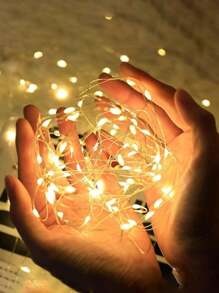 仙女星灯串，电池供电，10米/32.8英尺，暖白色圣诞装饰灯串，适用于圣诞树、DIY花环、房间、家居装饰、婚礼派对、蛋糕装饰、营造氛围、礼盒装饰、户外花园装饰、圣诞装饰、冬季房间装饰、圣诞家居装饰、圣诞礼物、圣诞装饰 - 彩色 - 查看 3