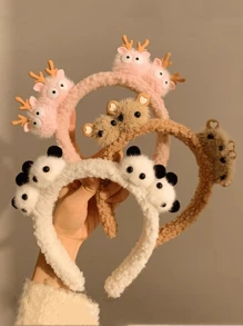 1 Stück Plüsch Bär Haarreif für Frauen, süßer Panda Stil Waschgesicht Stirnband, vielseitiges flauschiges Haarzubehör, Haarband, Haarreif Stirnbänder Kopfzubehör - Verschiedenfarbig - Übersicht 1