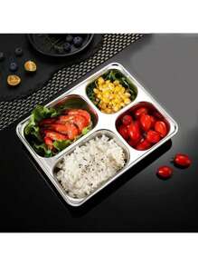 1个304不锈钢分餐盘午餐盘水果盘自助餐盘干净卫生适合学生自助食堂学校用品