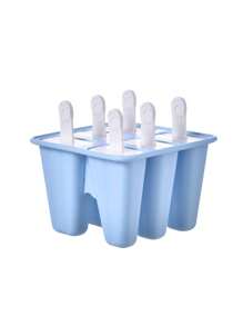 1 件可重复使用的硅胶冰淇淋模具，带刷子，纯色多格，适用于家庭厨房、冰箱、DIY、冰淇淋制作、夏日派对