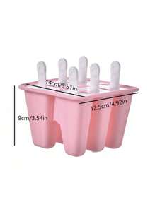 1 件可重复使用的硅胶冰淇淋模具，带刷子，纯色多格，适用于家庭厨房、冰箱、DIY、冰淇淋制作、夏日派对