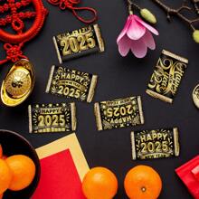 60 件迷你 2025 新年糖果棒包装、糖果贴纸、巧克力棒包装标签、新年包装贴纸 - 彩色 - 查看 5