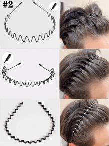 3 PEÇAS Tiara de Metal Durável - Design Estiloso Unissex para Homens e Mulheres - Tiara Esportiva Preta Ondulada com Mola, Elástico Antiderrapante e Clipes Circulares - Acessório de Moda Perfeito para Estilos de Vida Ativos, Faz um Presente Ideal