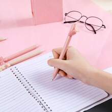 6pcs, Cute Bunny For Girls Carrot Bow Style Retractable Ballpoint Pen Gel Pen For Girl, Teens Adults At Home Classroom Office Writing Writing Writing Special Writing Supplies, Cute Stationery, Water-Based Pen, Stationery, Writing Pen, Christmas Holiday Stationery Gift Gift Set,Back To School - Multicolor - View 3