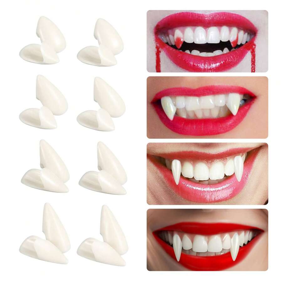 1 Cặp Răng Ma Cà Rồng Nhựa Đạo Cụ - Răng Nanh Thực Tế Cho Trang Phục Tiệc Halloween, Quà Tặng Ma Quái Và Phụ Kiện Cosplay - Nhiều màu - Xem 1