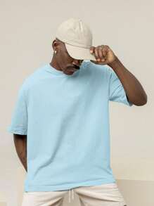 Men's Oversized T-Shirt 100% Premium Cotton Freedom Bear Streetwear Shirt - 淺藍色 - 查看 2
