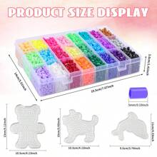 5000 Stück 5mm Bügelperlen DIY Set, 24 Farben Vergoldete Pixel Art Perlen, 3D Puzzle Schmuckbasteln Handgemachtes Geschenk Bügelperlen Set
