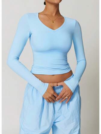 Quick-Drying Fit Yoga Long Sleeve Top,Slim-Fit Running & Fitness Long Sleeve Sports T-Shirt For Women