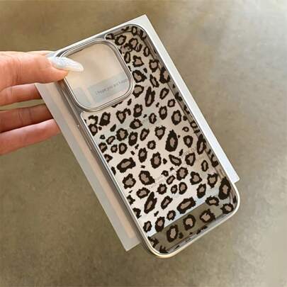Cheetah Print Apple Y2K Chic Exquisite Leopard Print High-End Electroplated Frame Silicone Phone Case, Compatible With Iphone 15/15 Pro/15 Pro Max/14/13/12/11/Xs Max Series Phone Protective Cover, Unisex