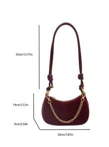 Mini bolso mate liso con decoración de cadena y forma de media luna para el hombro/cruzado