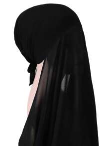 1 pièce Hijabs prêts à porter instantané, foulard à capuche en mousseline de soie de couleur unie pratique pour femmes, accessoires de abaya à porter quotidiennement sous un bonnet voilé