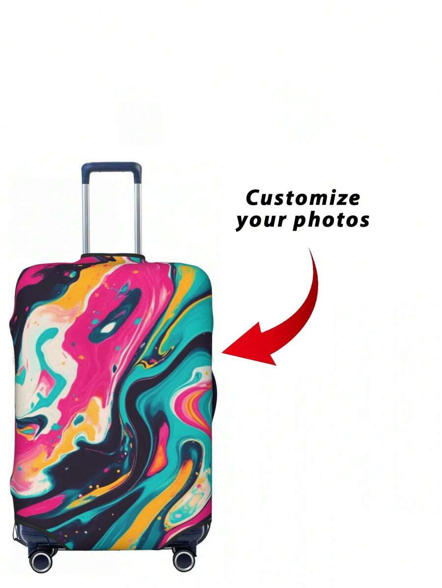 Custom Photo Luggage Cover & Tag, Personalize Pet Photo Logo Suitcase