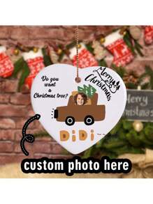 Customize Your Photo Greetings Exclusive Personalized Heart Shaped Ceramic Ornaments Custom Christmas Decorations With Photos And Names Perfect Holiday Gifts And Keepsakes To Enhance The Holiday Spirit And Create Precious Memories Birthday Graduation