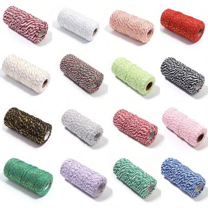 100米/卷 2毫米双色绳，礼品包装绳，珠宝制作长绳，装饰包装绳配件，用于标签，标签，手工DIY工艺品，礼品包装，包子，螃蟹