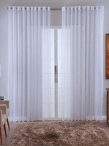 Curtain Living Room Voile Checkered Charm Decoration 4.00x2.80 - 白色 - 查看 1