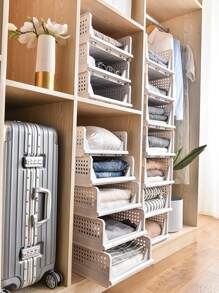 1 Stück stapelbarer Trennwand-Aufbewahrungskorb Schubladentyp Aufbewahrungsbox, Kleidungsorganizer Aufbewahrungsschrank, für Kleidung, Handtücher, Decken, Taschen, Schreibwaren A4-Papier, Küchenbedarf, Badezimmer Schmutzwäsche, Lager, Laden, Mehrzweck-Aufbewahrungsbox für Kleider, Hosen, Schuhe, Jeans, Stiefel, Schlafzimmer, Organizer, Organizer, Heimspeicher, Weiße T-Shirts für Damen, Schwarze Hosen für Damen, Winterkleidung für Damen, Kleider, Winterkleidung für Damen, Elegante Damenkleider, Weiße Bluse für Damen, Langarm, Weißer Jumpsuit für Damen, Frühlingskleider für Damen, Frühlingsoutfits für Damen, Frühling, Frühlingskleidung, Minimalistisch, Sommertops - Weiss - Übersicht 3