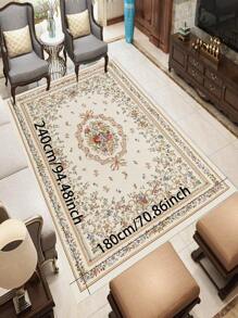 1pc Modern Style Polyester Fiber Flower Patterned Carpet With Raised Detailing, Suitable For Living Room Home Decor ,Room Decor