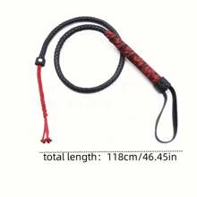 1pc PU Leather Riding Whip - Universal Size Horse Whip, For Western Farm Use, Effective For Horse Training And Control - Durable Equestrian Equipment - Red - View 5