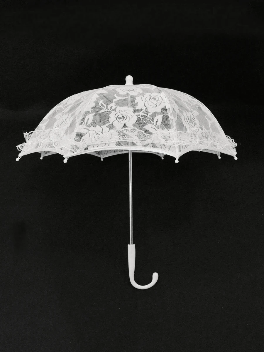 1pc Retro Small Size Lace Parasol, Elegant Rose Pattern, Wedding Party Halloween Photography Prop