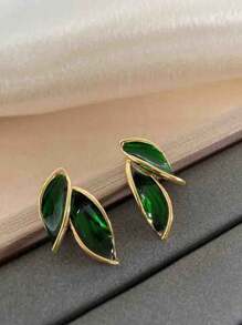 1 par de Aretes de hoja Mori de lujo francés personalizados, simples y elegantes