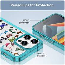 Ốp điện thoại thời trang sang trọng nhiều màu sắc, họa tiết bướm thẩm mỹ, ngày lễ, thích hợp sử dụng hàng ngày - Màu xanh trong suốt - Xem 6