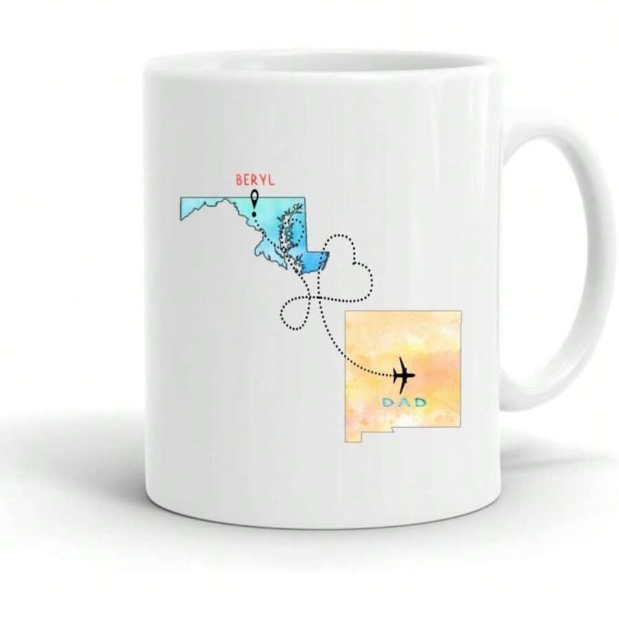 Personalized Long Distance Two State Map Maryland New Mexico Mug With