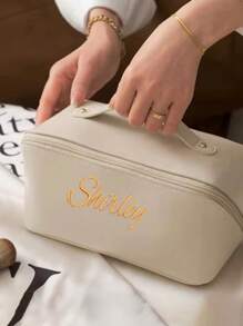 Kosmetyczka z haftem na zamówienie, kosmetyczka z zamkiem błyskawicznym i dużym otworem, kosmetyczka wielokrotnego użytku, zestaw do pielęgnacji skóry, pudełko do pakowania kosmetyczek, niezbędne rzeczy w podróży, niezbędne rzeczy na rejs, niezbędne rzeczy do akademika, prezenty dla druhen ślubnych, prezenty dla matek, prezenty urodzinowe, prezenty dla przyjaciół i nauczycieli, dekoracja domu, list do łazienki, salonu, uniwersalny, miejski relaks