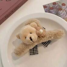 1 pieza Nuevo y adorable clip de pelo con oso de peluche esponjoso, pinza de pelo, clip de pelo, pinza de pelo, accesorio de pelo, clip de pelo para mujer para vacaciones y atuendos de invierno
