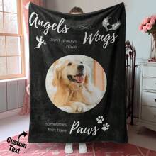 1pc Custom Pet Photo And Text Blanket, Personalized Blanket With Your Pet's Image & Text, Customized Blanket For Pet Remembrance, Design Your Blanket With Any Image, Create Unique Memories, Remembering Your Furry Friend, Cozy Blanket For Office, Commemorate Your Pet's Legacy In Style, Gift For Pet Loss, Pet Memorial Gift, Ideal For Pet Lovers, Gift For Him, Gift For Her - Multicolor - View 1