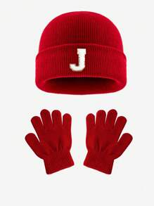 2 seturi pentru bebeluși, căciulă și mănuși moi tricotate cu 26 de litere, costum personalizat drăguț pentru băieți și fete, costum cald și rece de iarnă, potrivit pentru sugari în toamna și iarna, utilizare zilnică caldă la modă