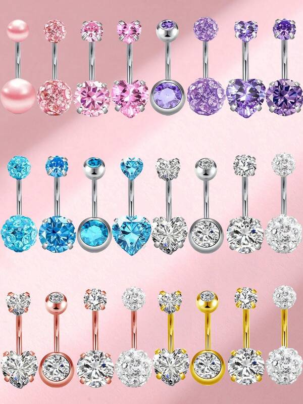 4قطع من الأقراط ذات الشكل المُميَّز للسرة، مزينة بالزركون المكعب بتصميم قلب ودائري، مناسبة للنساء لإرتدائها يوميًا، هدية للعيد، الأمهات، يوم الأم