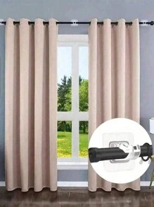 自粘式窗帘杆支架，可调节可扩展窗帘杆挂钩，适用于家庭、客厅、卧室、厨房、浴室、酒店窗帘挂钩 - 彩色 - 查看 2