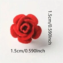 10pcs Red Rose Hair Loop, For Braid, For Flush Flocking Flower Hair Sleeve Pin, For Braid, Female Sweet Hair Loop Female, Flocking Rose Hair Clip Antique Hair Tiaras Female, Suitable For Party Events, Christmas - Multicolor - View 5