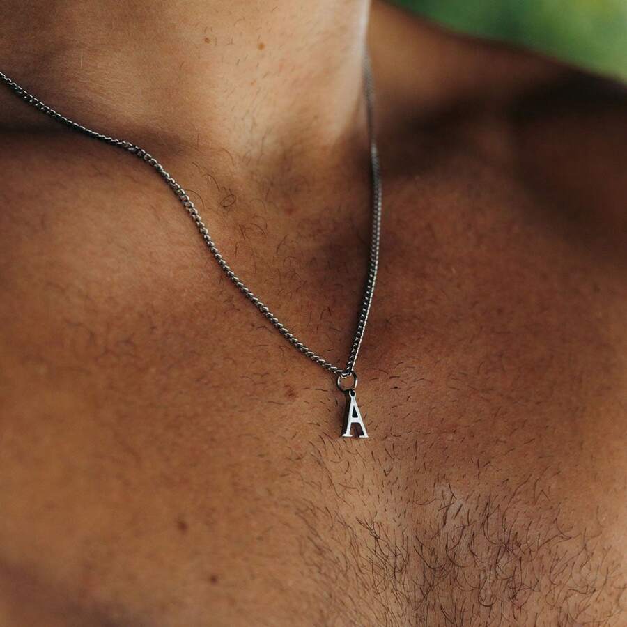 Personalized Men's Silver University Graduation Necklace, Custom Guys Cool College Pass Necklace, Unique Stylish Necklace Letter For Him - G - 查看 1