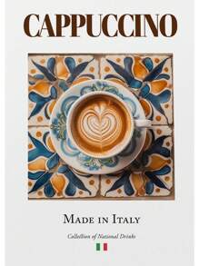 1 件意大利浓缩咖啡拿铁浓缩咖啡卡布奇诺咖啡艺术帆布画海报和印刷品墙壁画咖啡厅厨房酒吧装饰无框架 - 彩色 - 查看 26