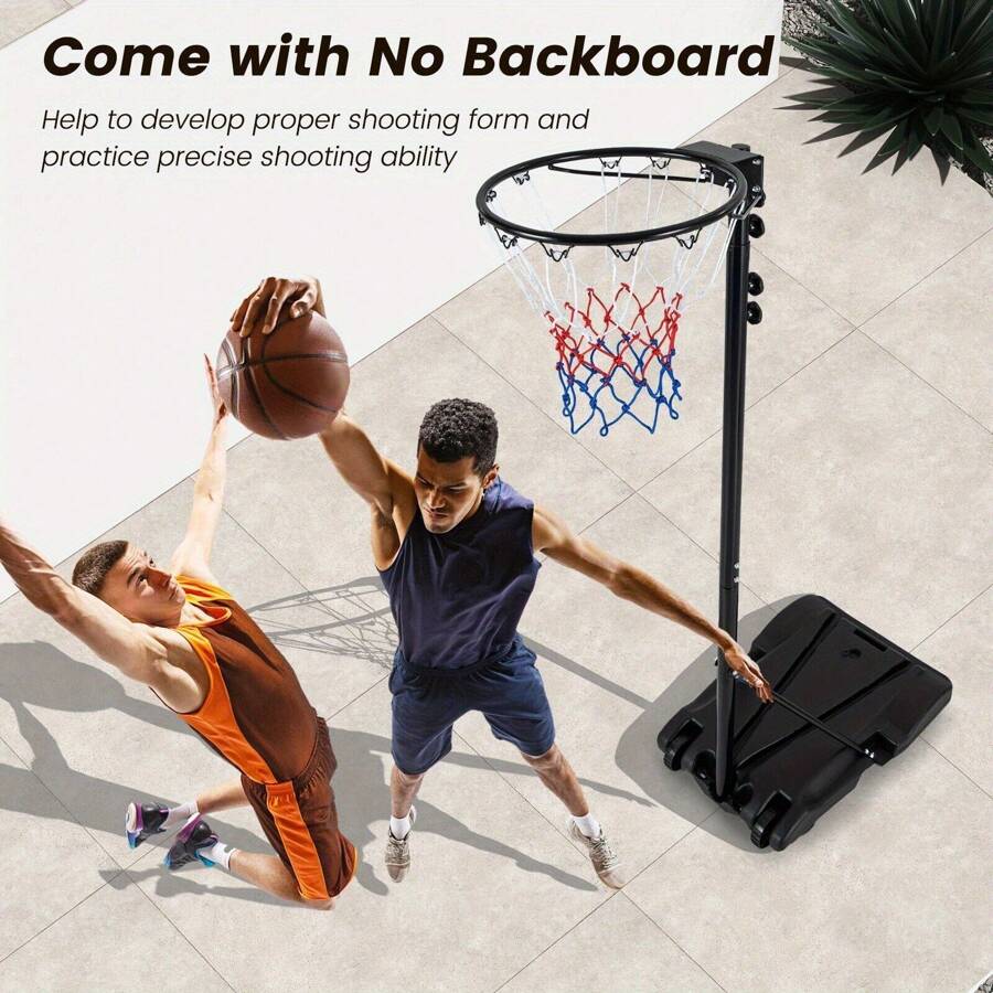 Portable Basketball Hoop Adjustable Basketball Goal Without Backboard