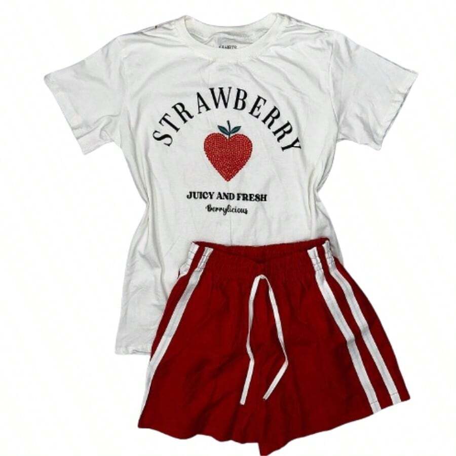 Women's Cotton T-Shirt Tee Tshirt Fruit Strawberry Strawberry Blouse Modern Fashion Blogger - 關閉草莓 - 查看 1