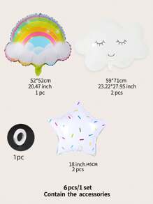 H.L.BALLOON Set de 5 globos con motivos de arcoíris, nubes y estrellas, para Navidad - Multicolor - Ver 3