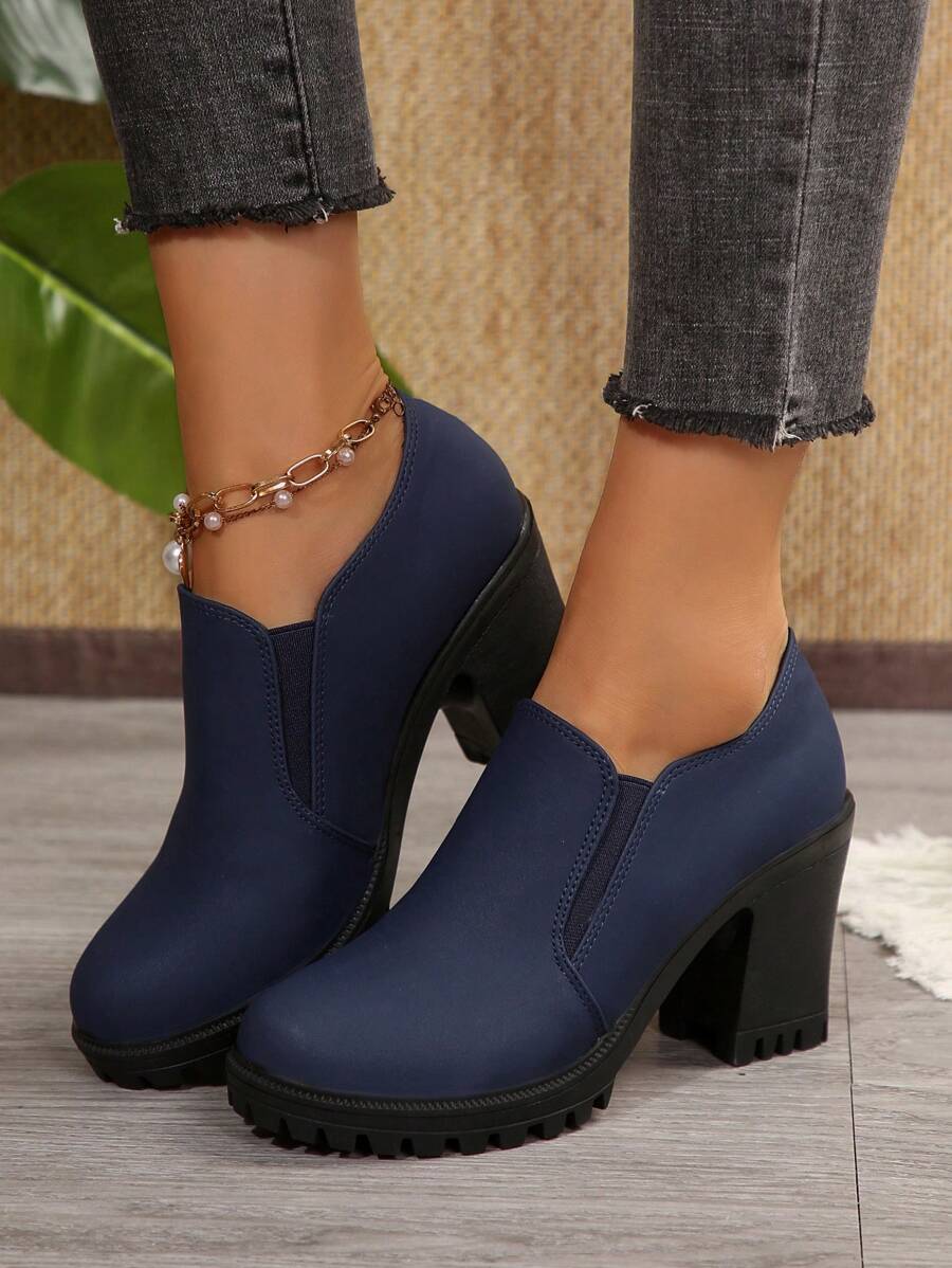 Damen Klassische Plateau High Heels, Plateau Pumps, Bequeme Arbeitsschuhe, Frühling/Sommer 2025 - dunkelblau - Übersicht 1