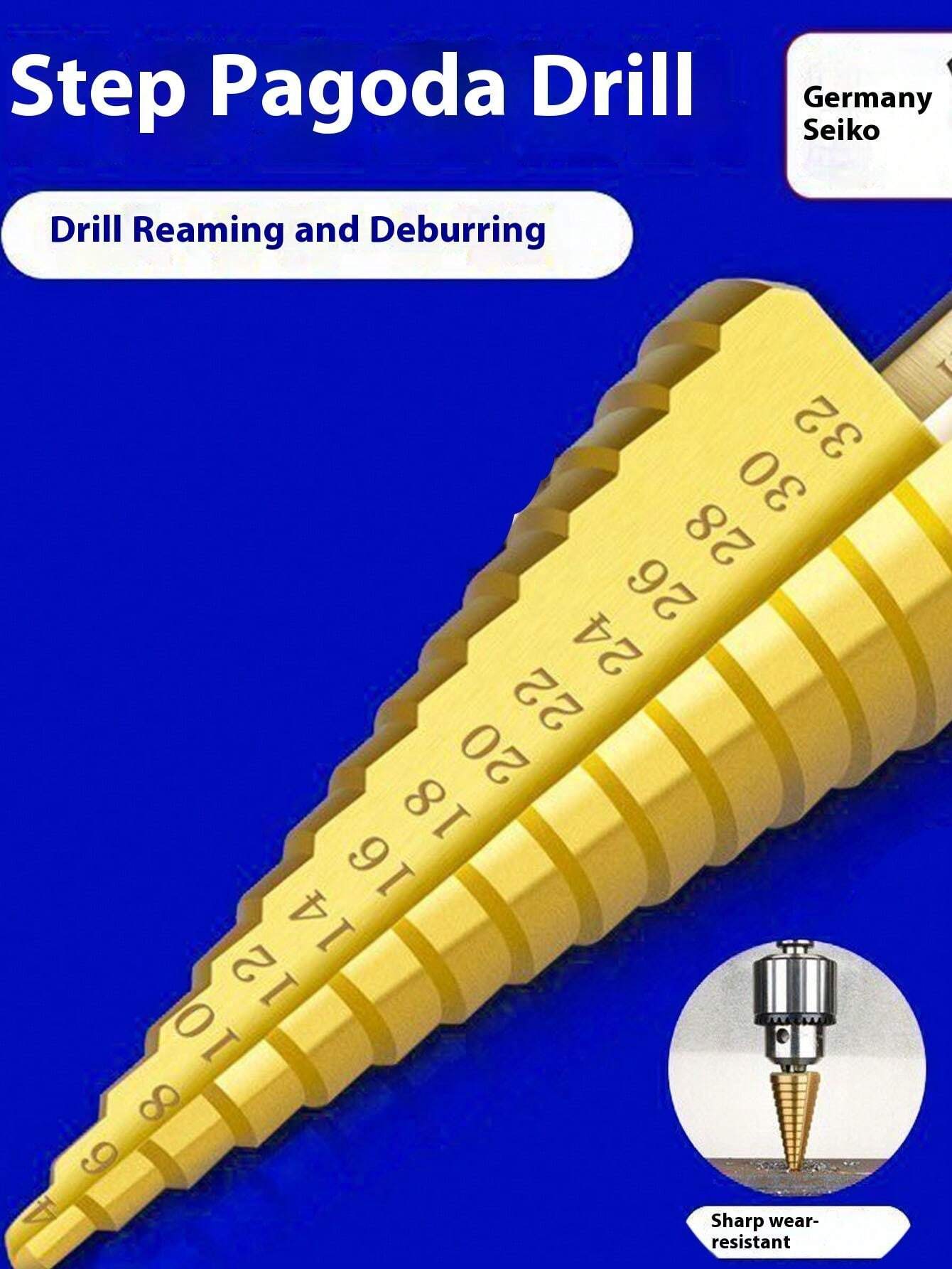 (3 Hexagonal Handle Pagoda Drill Bits) Universal Metal Drilling Tool