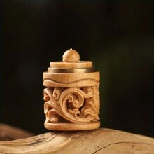 1 件手工雕刻空心檀香香囊 - 可收藏的雕刻雕像扩散器、木雕艺术品、非电动手机配件 - 彩色 - 查看 7