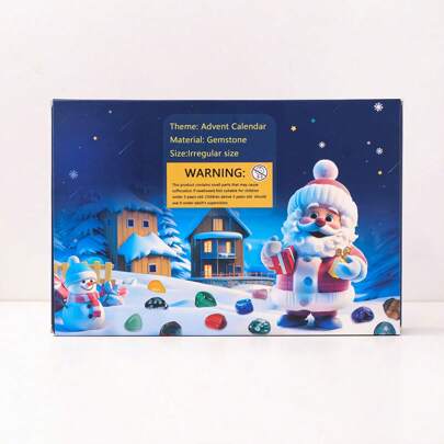 24-Day Countdown Advent Calendar With 24 Loose Natural Crystal Gemstones, Rock Crystal Assortment, DIY Collectible Minerals, Educational Science Kit, Christmas Gift Set