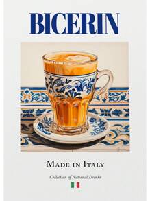 1 件意大利浓缩咖啡拿铁浓缩咖啡卡布奇诺咖啡艺术帆布画海报和印刷品墙壁画咖啡厅厨房酒吧装饰无框架 - 彩色 - 查看 23