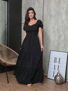 Vestido de viscolinho com manga longa feminina